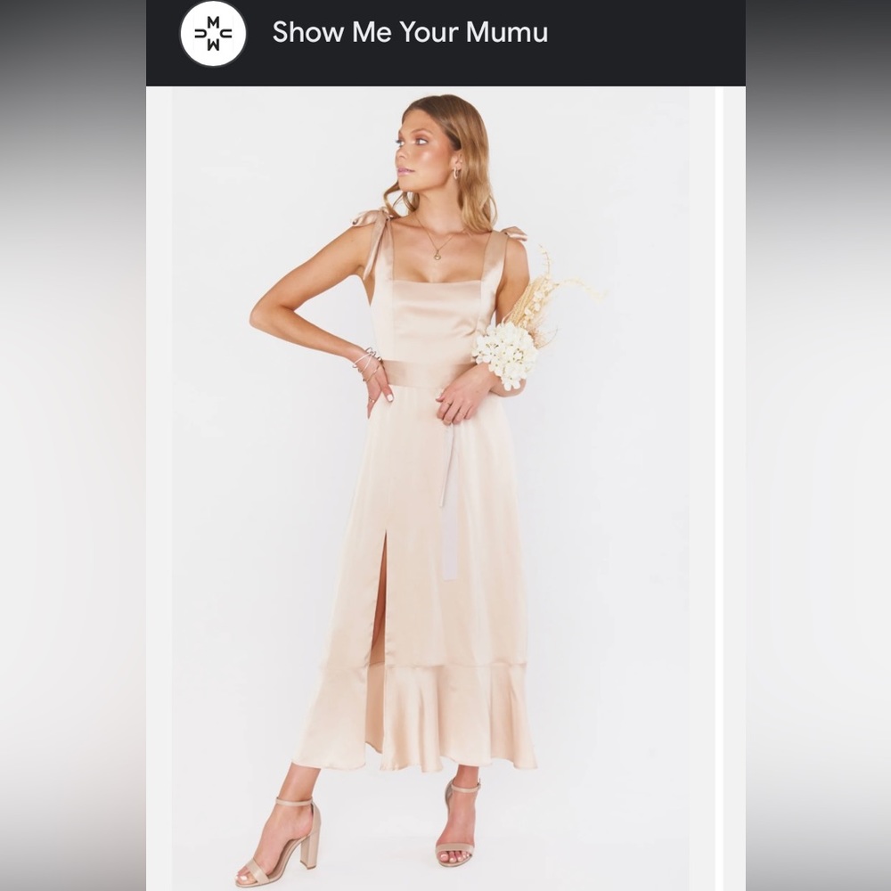 Show Me Your Mumu Claire Midi Dress in Champagne